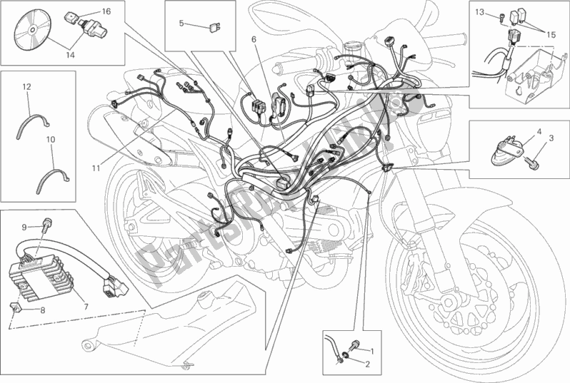 Todas as partes de Chicote De Fiação do Ducati Monster 795 ABS 2013